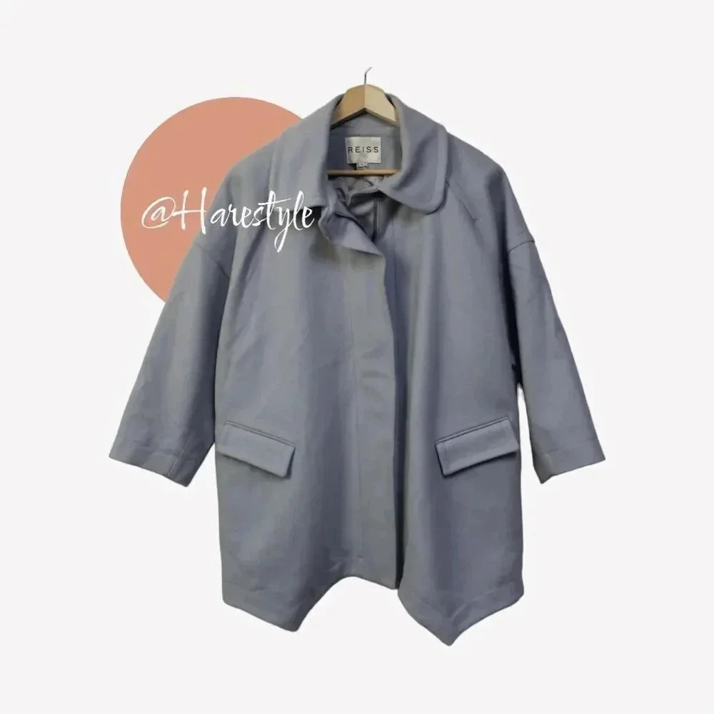 REISS oversized boxy periwinkle Hallie wool/cashmere coat med